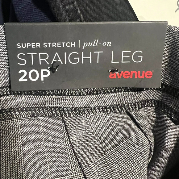 NWT Avenue Pants Women 20P Gray Plaid Straight Leg Super Stretch Pull-on Trouser - Picture 8 of 9